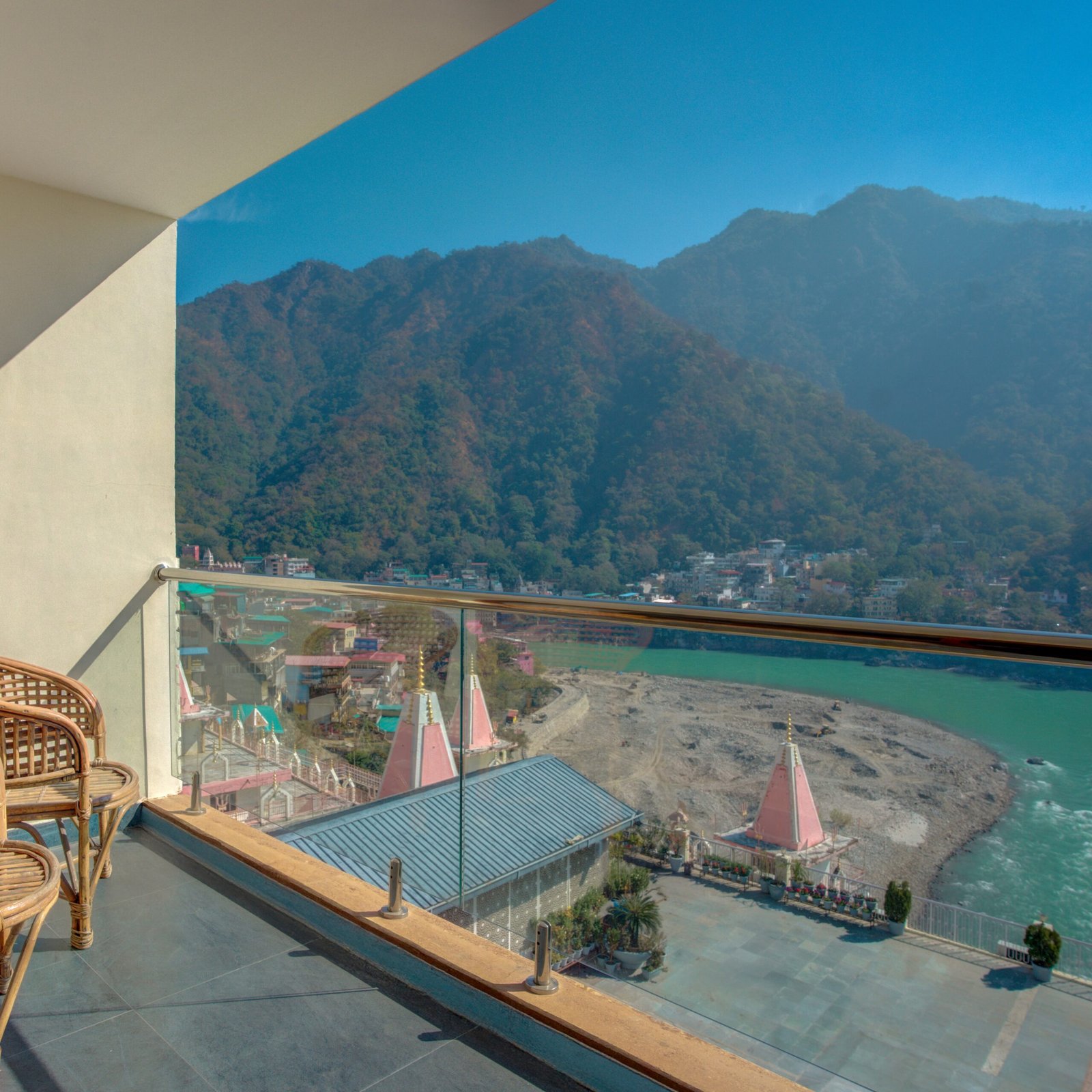 Ganga View from Balcony of Divine Resort - Best 4 Star Family Resort in Rishikesh near Ganga River