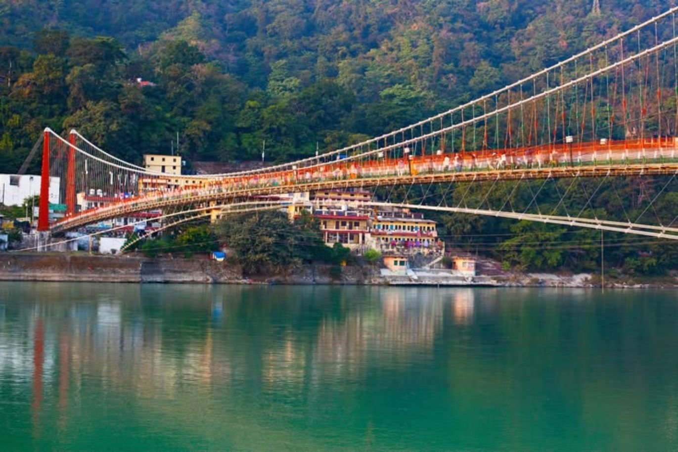 Laxman Jhula suspension bridge 500m walk from Divine Resort Rishikesh
