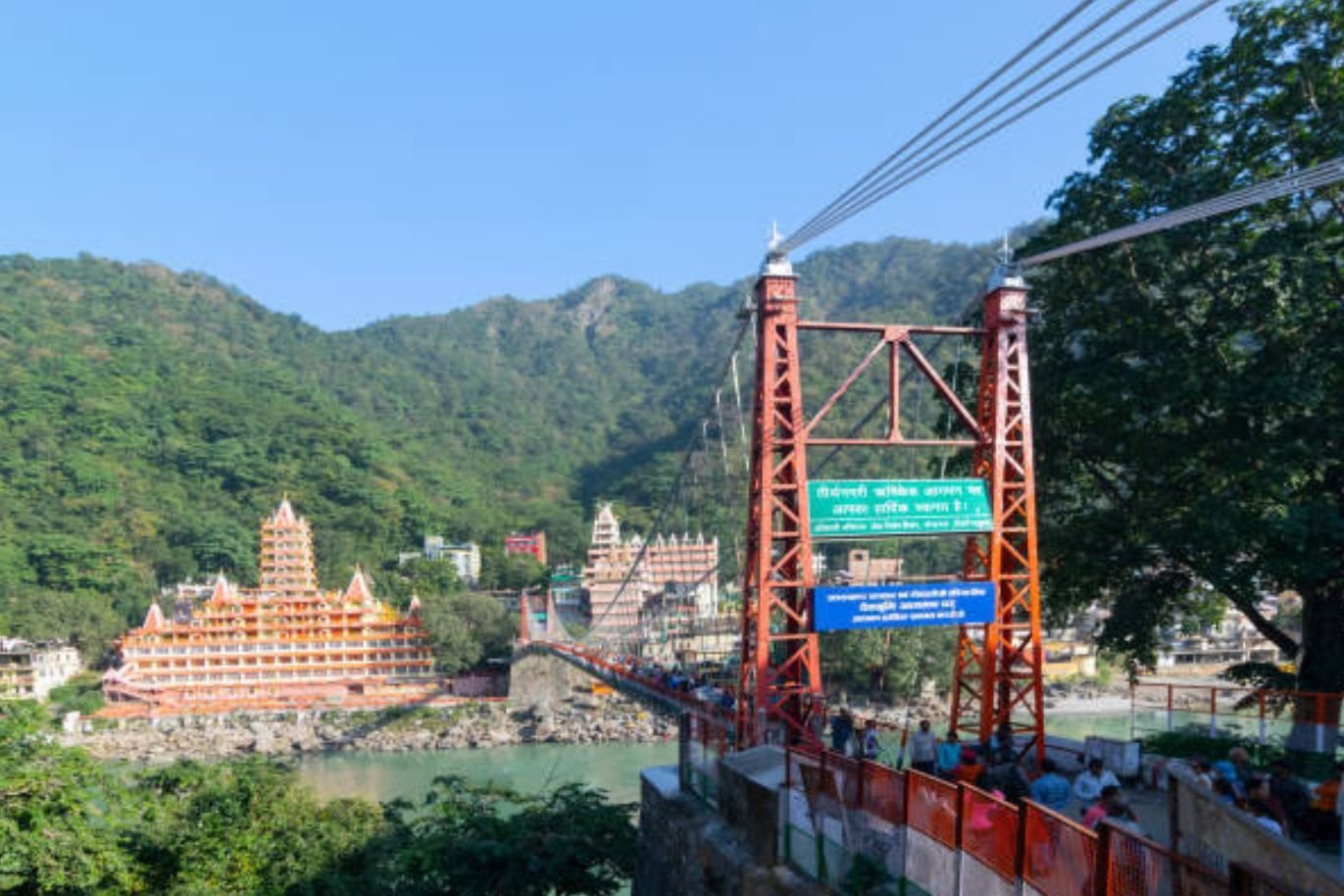 Ram Jhula bridge Rishikesh 2km from Best 4 Star Family Resort in Rishikesh Uttarakhand India